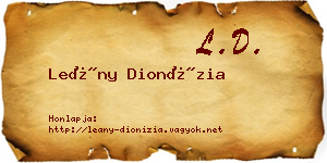 Leány Dionízia névjegykártya
